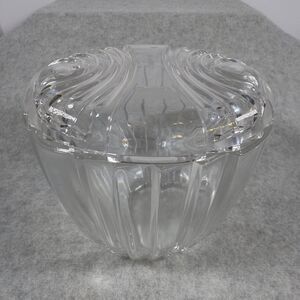 Vintage ART DECO Clear Glass Apothecary Candy Vanity Trinket Jar Canister w/ LID